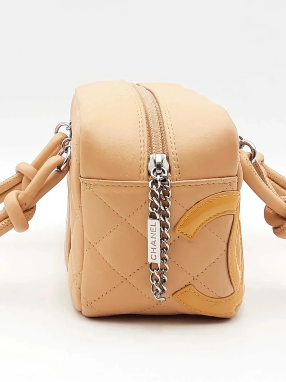 Chanel Quilted Beige Leather Top-Handle Women's Bag